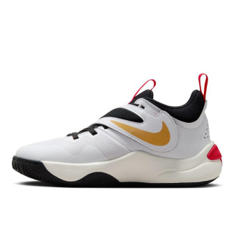 Nike Team Hustle D11 Kids Shoes ''White/Metallic Gold/University Red'' (GS)